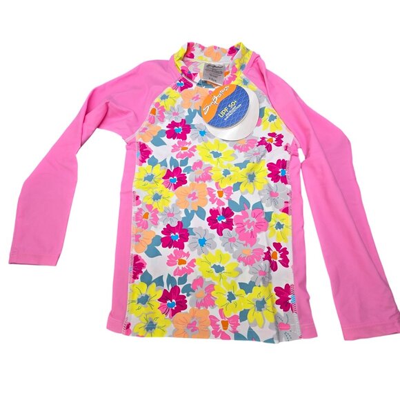 SunBusters Rash Guard Set 2-3Yrs UPF 50 Pink Floral Long Sleeve Short JJ4127 - Picture 5 of 5